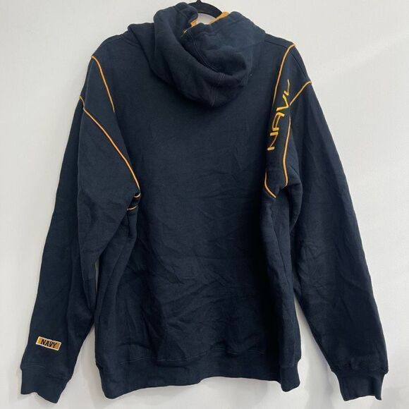 J. America Sportswear Mens Navy Yellow Hoodie Pullover Sweatshirt Size Large - Picture 3 of 6